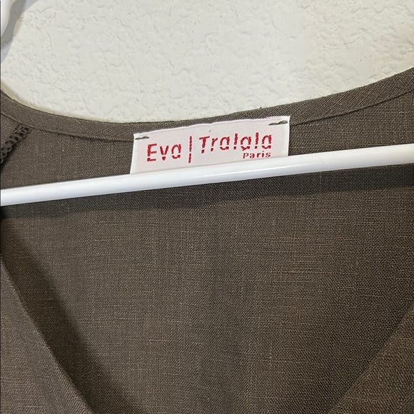 Eva Tralala Paris 100% linen chocolate brown one button jacket - Picture 2 of 8